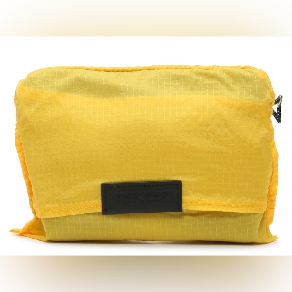 NWT Bottega Veneta Ripstop Packable Drawstring Bag For Outdoors In Bright Yellow